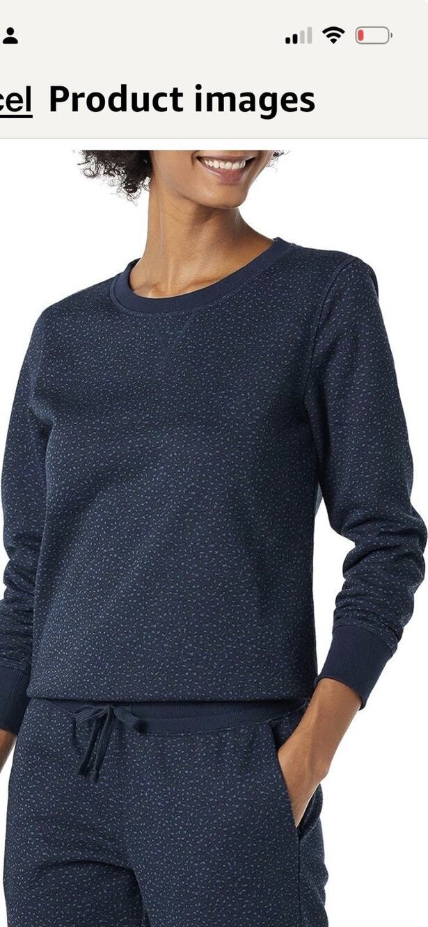 Amazon Essentials Women Navy Blue Speckled Crewneck Sweatshirt Size S
